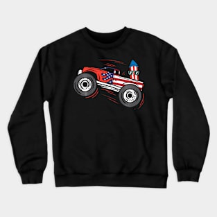 Kids Monster Truck Firecracker Kids 4th Of July  Boys Toddler Crewneck Sweatshirt